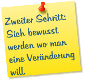 Zweiter Schritt: Sich bewusst werden wo man eine Veränderung will.