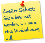 Zweiter Schritt: Sich bewusst werden, wo man eine Veränderung will.